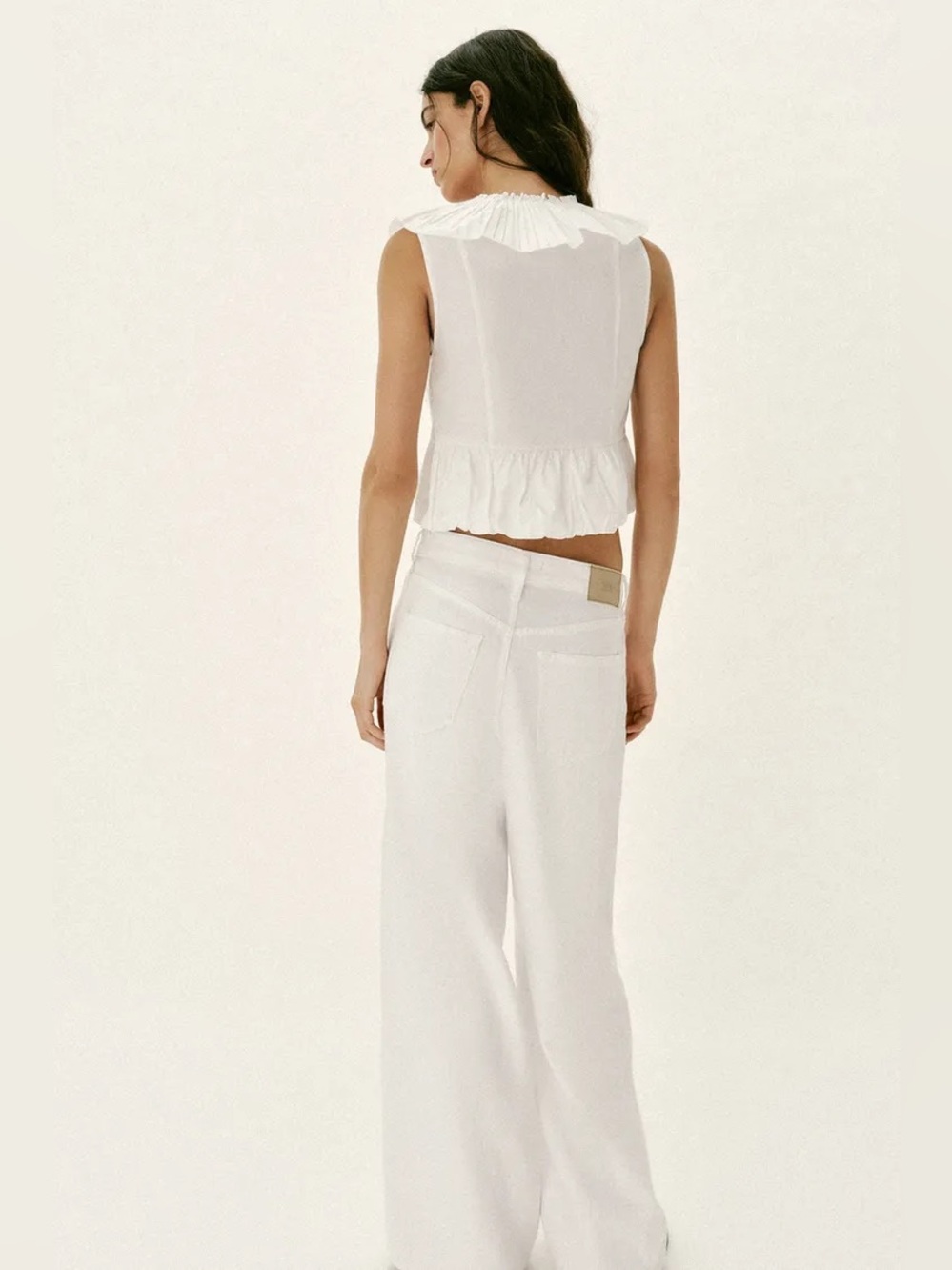 ZARA PLEATED RUFFLE BOW TOP - Picture 5 of 11